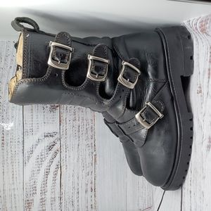 •• Vintage GBX Motorcycle Biker Chunky Black Leather Boots